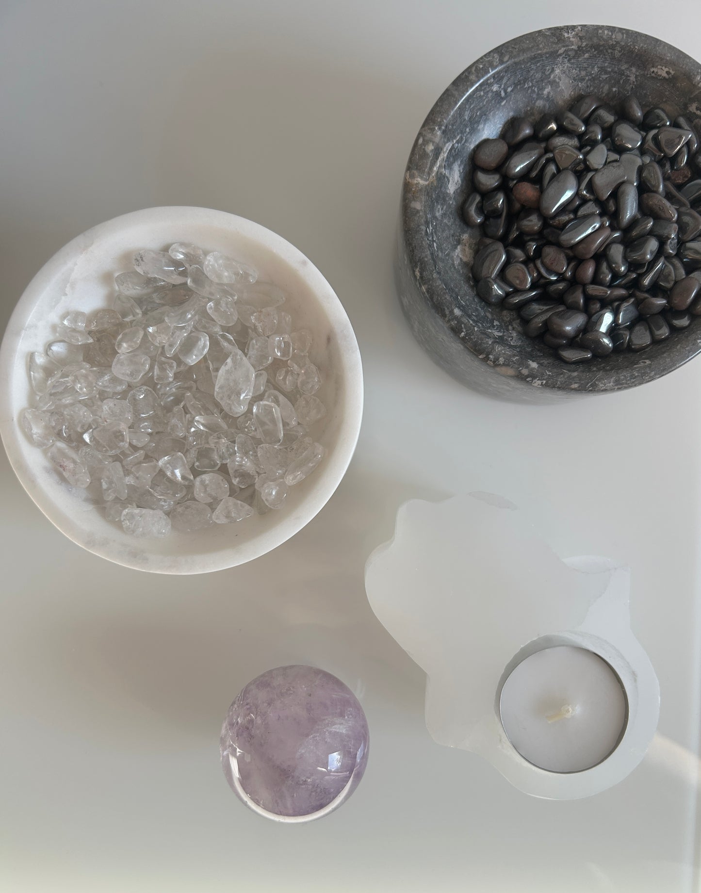 Selenit Teelicht Hamsa Hand